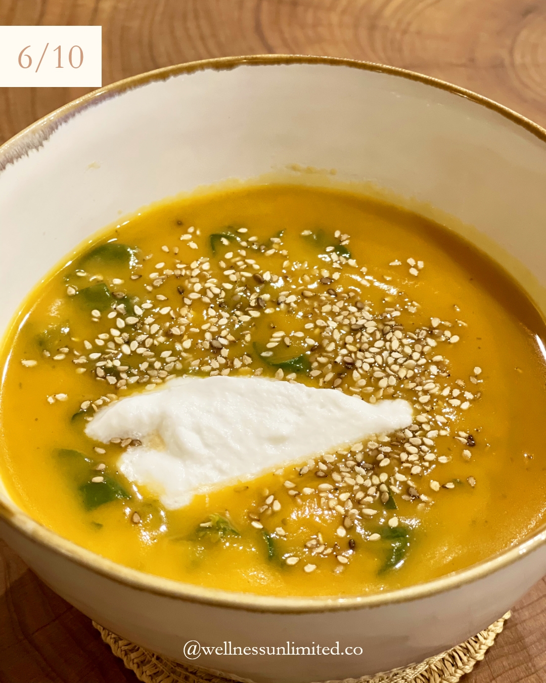 warm winter soup 6: Sweet potato spinach soup recipe